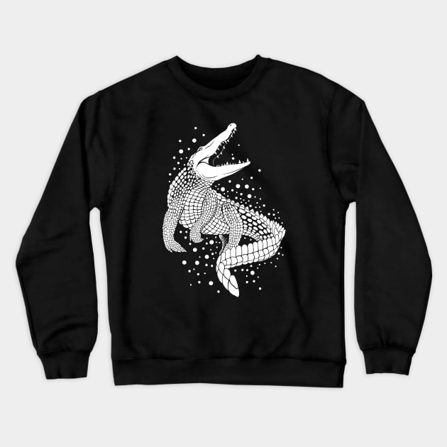 White Crocodile Crewneck Sweatshirt by TMBTM